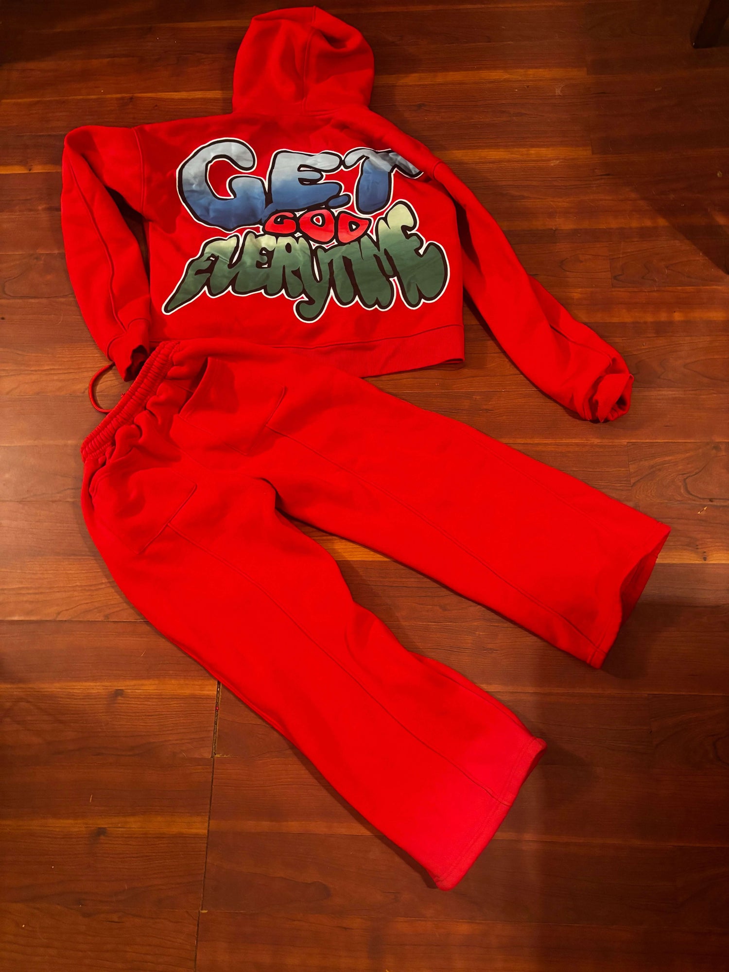 Red Boxer Hoodie Flare Set | Trendy Streetwear Outfit 